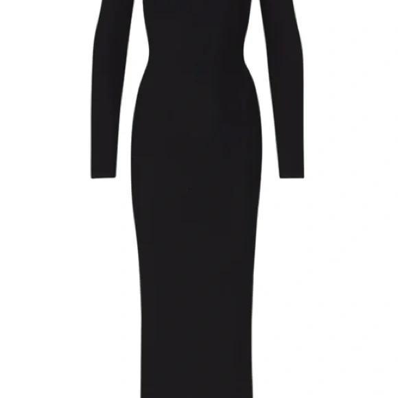 NWT SKIMS Soft Lounge Long Sleeve Ribbed Dress - Onyx - Picture 3 of 3